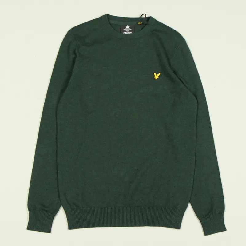 Lyle and Scott Cotton Merino Jumper - Jade Green Marl